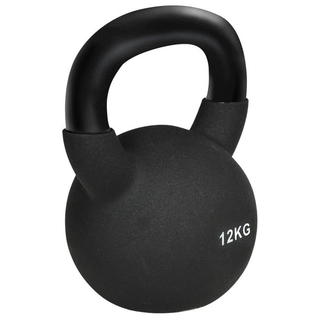 Kettlebell 12 kg, neoprenbeschichtetes Gusseisen, bodenschonend