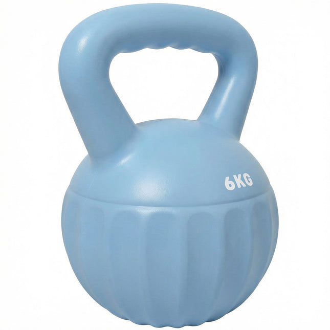 Kettlebell 6kg Sandgefüllt, Rutschfester Griff, Blau