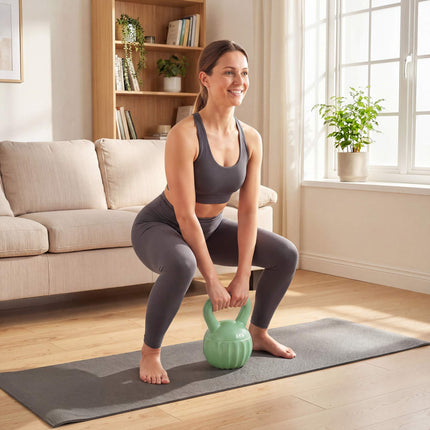 Kettlebell 6kg Sandgefüllt, rutschfester Griff, Grün