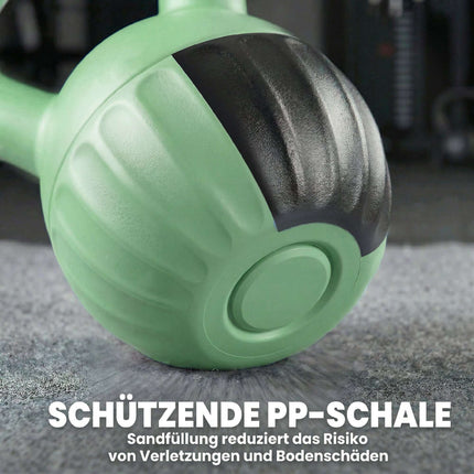 Kettlebell 6kg Sandgefüllt, rutschfester Griff, Grün