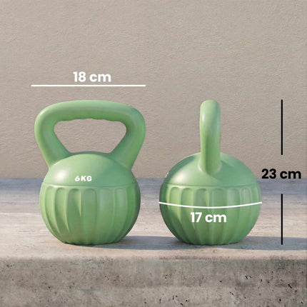 Kettlebell 6kg Sandgefüllt, rutschfester Griff, Grün
