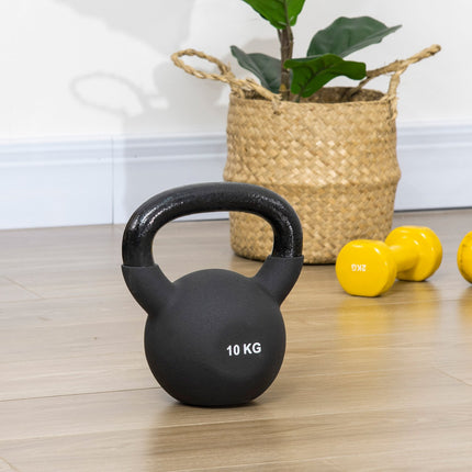 Kettlebell 10 Kg, litina s neoprenovým povrchem, šetrný k podlaze
