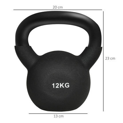 Kettlebell 12 Kg, litina s neoprenovým povrchem, šetrný k podlaze