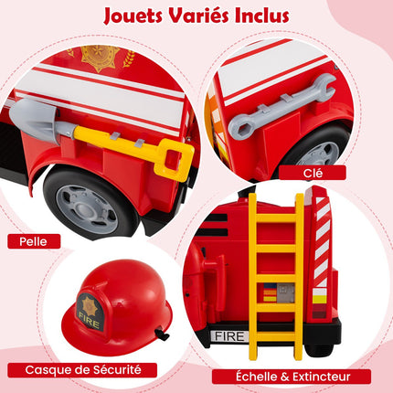 Kinder 12V Aufsitz-Feuerwehrauto, Lichter, Sounds, Helm