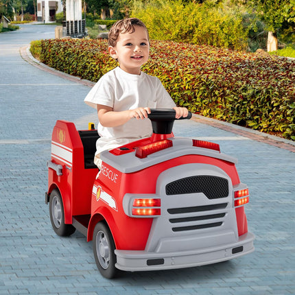 Kinder 12V Aufsitz-Feuerwehrauto, Lichter, Sounds, Helm