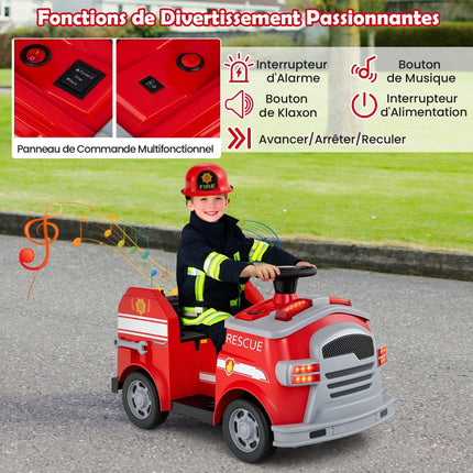 Kinder 12V Aufsitz-Feuerwehrauto, Lichter, Sounds, Helm