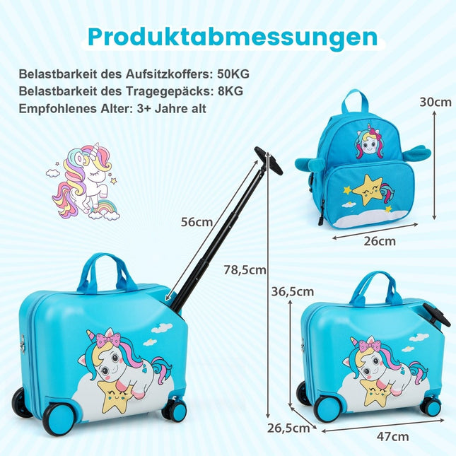 Kinder-Reiseset 2-teilig – Aufsitzkoffer & Rucksack