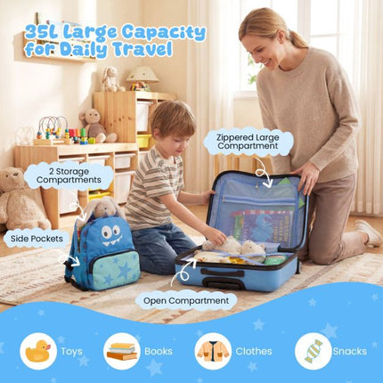 Kids 2-Piece Ride-On Carry-On Luggage Set, Blue