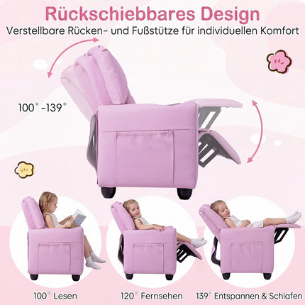Kids 2-Seater Recliner Sofa with Cup Holders – Pink