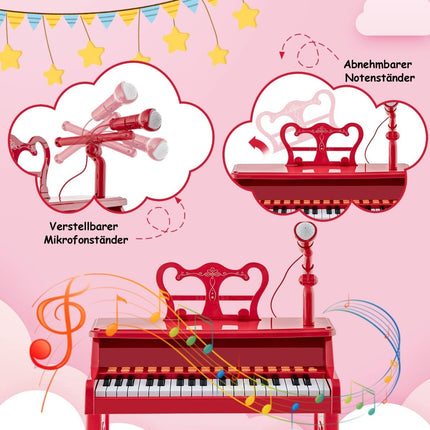 37-Tasten-Keyboard-Set für Kinder mit Mikrofon und Hocker, Rot