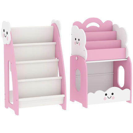 3-in-1 Spielzeugregal für Kinder, Bücherregal und Nachttisch, Pink
