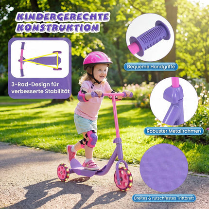 Kids 3-Wheel Scooter with LED Wheels, Purple
