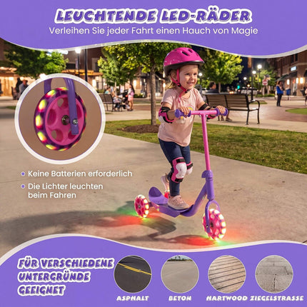 Kids 3-Wheel Scooter with LED Wheels, Purple