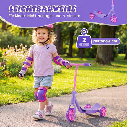Kids 3-Wheel Scooter with LED Wheels, Purple