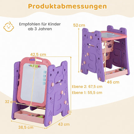 Kids 3-in-1 Art Easel with Magnetic Board – Pink