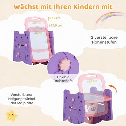 Kids 3-in-1 Art Easel with Magnetic Board – Pink