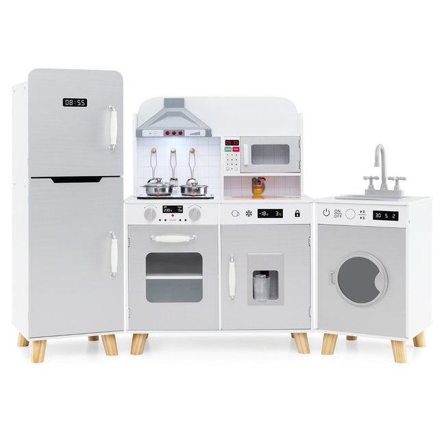 Kinder 3-in-1 Spielküchen-Set mit Kühlschrank & Waschmaschine