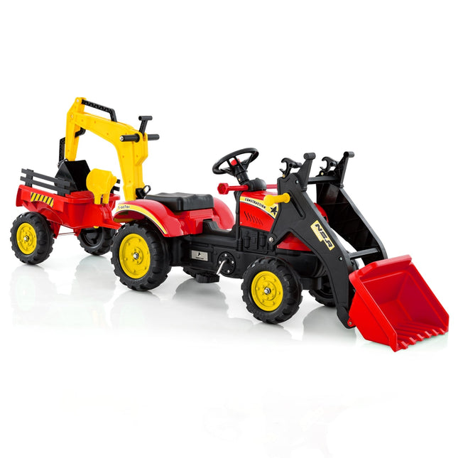Kinder 3-in-1 Aufsitzbagger mit Anhänger & Schaufel