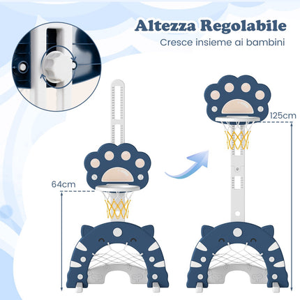 Dětské sportovní centrum 3v1, nastavitelný basketbalový koš