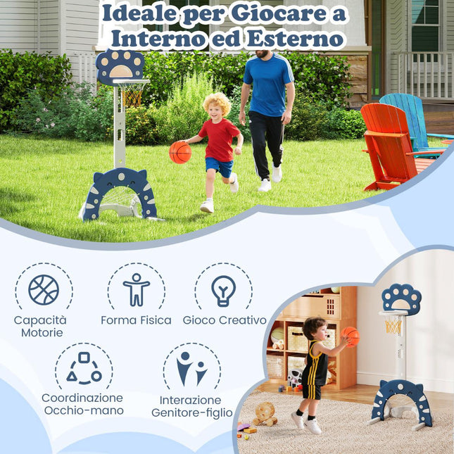 Kinder 3-in-1 Sportcenter, verstellbarer Basketballkorb