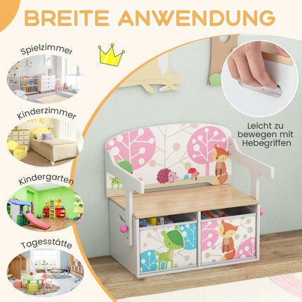 3-in-1 Kinder-Tisch- und Stuhl-Set mit Aufbewahrungsboxen, Weiß