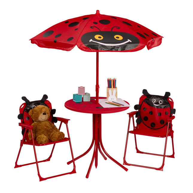 4-teiliges Campingmöbel-Set für Kinder mit Sonnenschirm