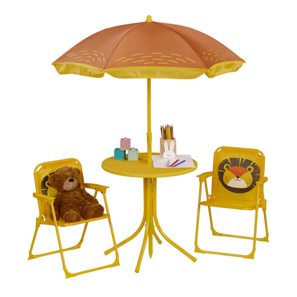 4-teiliges Campingmöbel-Set für Kinder mit Sonnenschirm