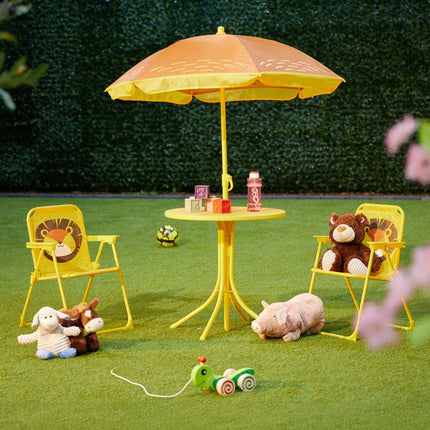 4-teiliges Campingmöbel-Set für Kinder mit Sonnenschirm