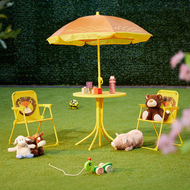 4-teiliges Campingmöbel-Set für Kinder mit Sonnenschirm