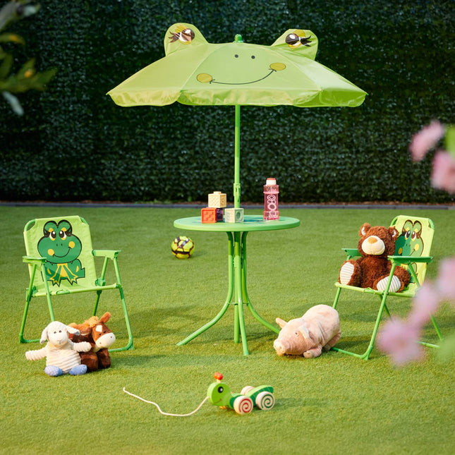 4-teiliges Outdoor-Kindermöbel-Set mit Sonnenschirm