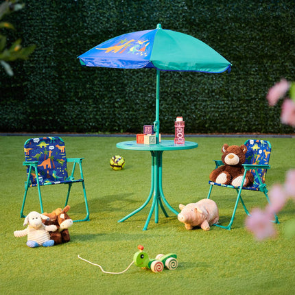 4-teiliges Outdoor-Kindermöbelset mit Sonnenschirm