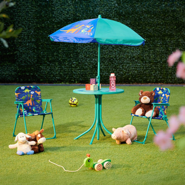 4-teiliges Outdoor-Kindermöbelset mit Sonnenschirm