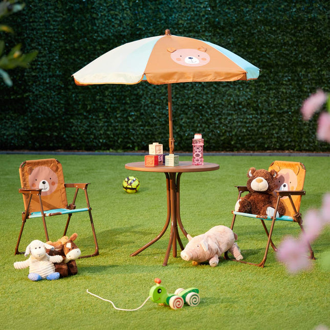 4-teiliges Outdoor-Kindermöbelset mit Sonnenschirm