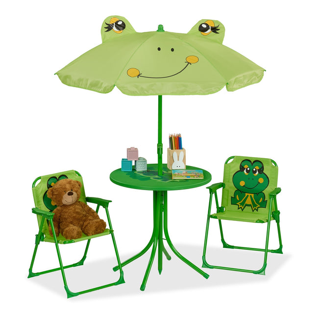 4-teiliges Outdoor-Kindermöbel-Set mit Sonnenschirm