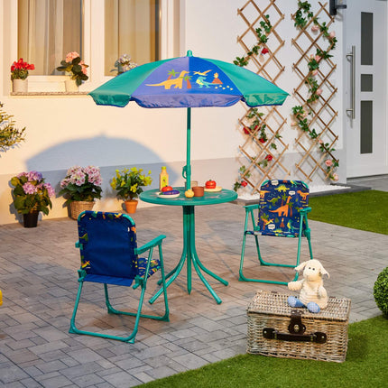 4-teiliges Outdoor-Kindermöbelset mit Sonnenschirm