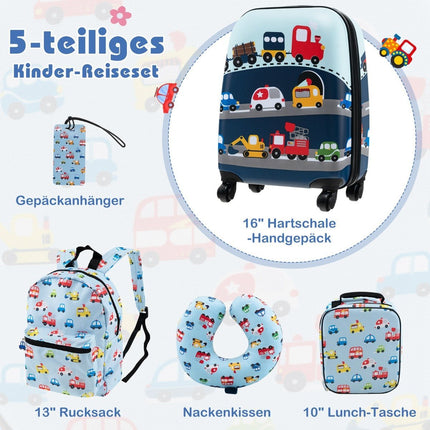 Kids' 5-Piece Luggage Set: 16"" Suitcase, Backpack, Blue
