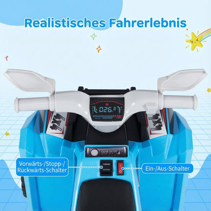 Kinder 6V Elektro-ATV mit Anhänger, Blau, Robuste Räder