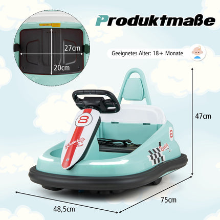 Kids 6V Electric Bumper Car – 360 Spin, Lights, Music