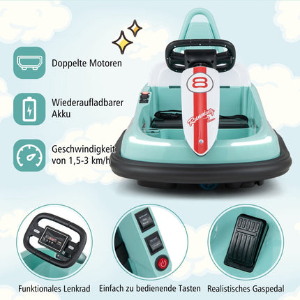 Kids 6V Electric Bumper Car – 360 Spin, Lights, Music