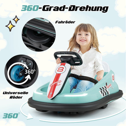 Kids 6V Electric Bumper Car – 360 Spin, Lights, Music