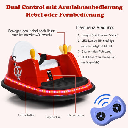 Kinder 6V Elektro-Bumper Car mit Lichtern, Rot, 57x75x42 cm
