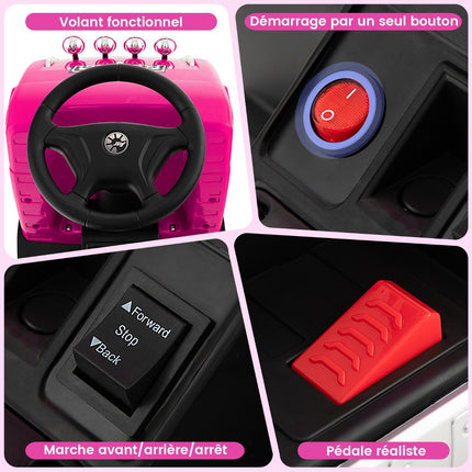Kinder 6V Elektro-Rutschauto (Truck), verstellbarer Sitz, Pink