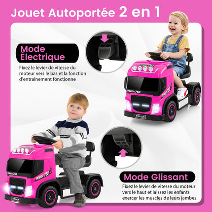 Kinder 6V Elektro-Rutschauto (Truck), verstellbarer Sitz, Pink