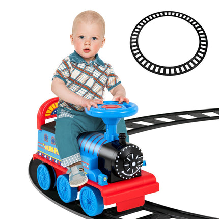 6V-Kinder-Aufsitzbahn mit 16-teiligem Gleis, Lichtern, Musik