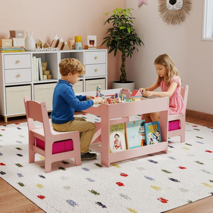 Kinder-Aktivitätstisch-Set, 2 Stühle, wendbare Kreide-/Whiteboard-Platte