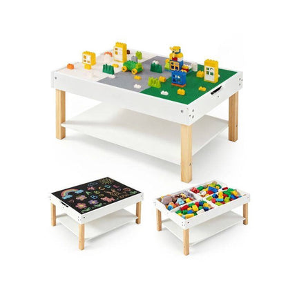 Kids Activity Table with Hidden Storage and Reversible Top, White, Ages 3+