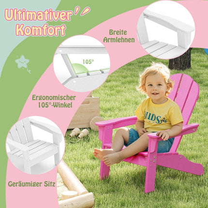 Dětské křeslo Adirondack, HDPE, ergonomická opěrka, růžová