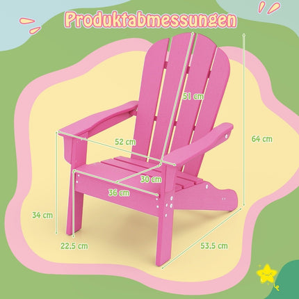 Dětské křeslo Adirondack, HDPE, ergonomická opěrka, růžová