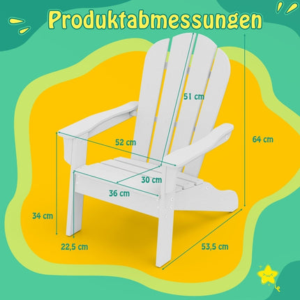 Dětské křeslo Adirondack, HDPE, ergonomická opěrka, bílá