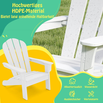 Dětské křeslo Adirondack, HDPE, ergonomická opěrka, bílá